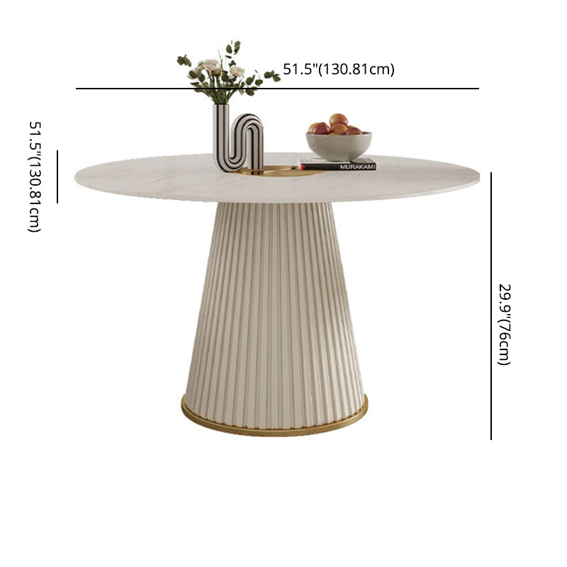 Nordic Round Sintered Stone Dining Table for 4/6 with Pedestal Base Dining Setfor Restaurant
