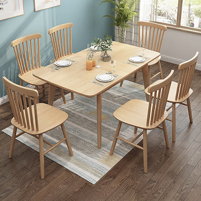Modern Khaki Rectangle Shape Dining Set Solid Wood Standard Dining Set for Kitchen