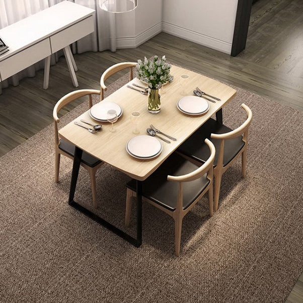 Contemporary Solid Wood Rectangle Shape Dining Set Kitchen Standard Dining Set with Double Pedestal