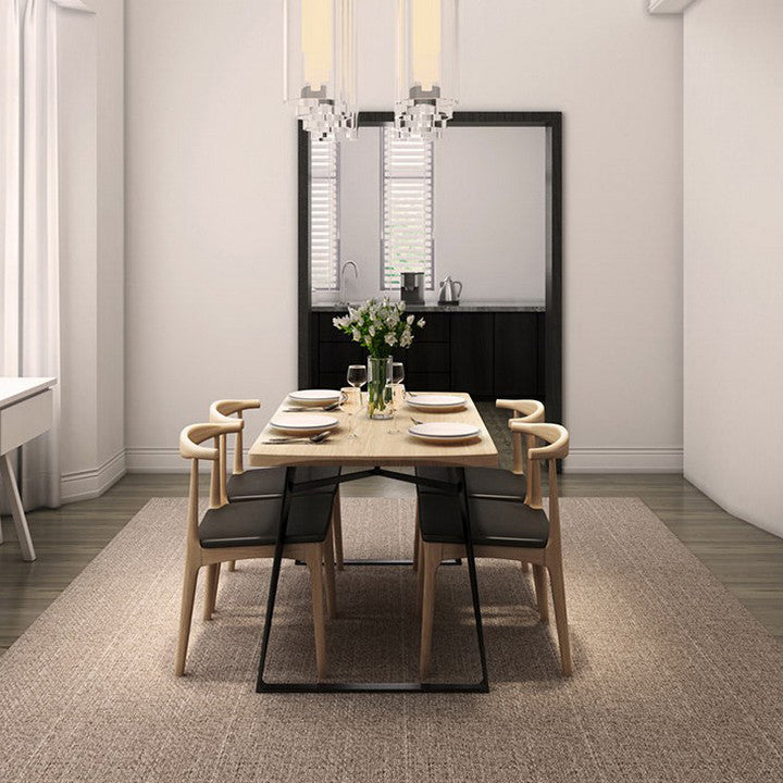 Contemporary Solid Wood Rectangle Shape Dining Set Kitchen Standard Dining Set with Double Pedestal