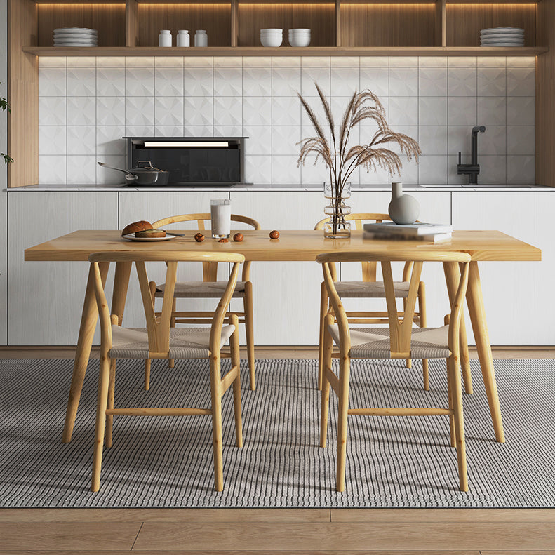 Contemporary Solid Wood Standard Dining Set Rectangle Kitchen Dining Set with 4 Legs Base
