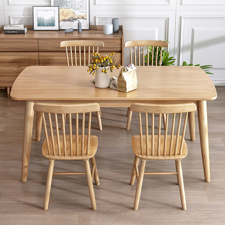 Set da pranzo a forma di rettangolo in legno massiccio contemporaneo set da pranzo standard kaki per cucina