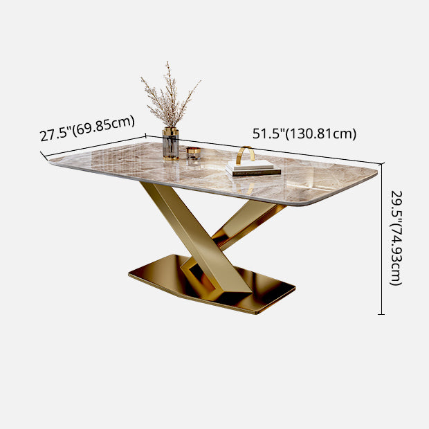 Modern Gray Kitchen Dining Set Sintered Stone Rectangle Shape Dining Set with Pedestal