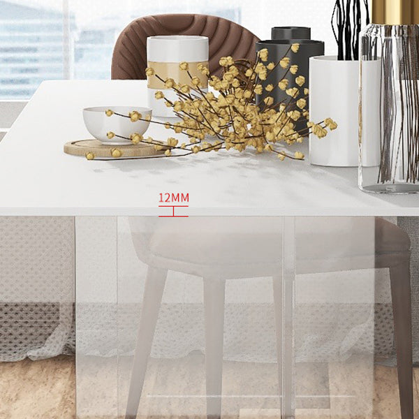 Minimalist Rectangle Shape White Dining Set Sintered Stone Kitchen Dining Set with Double Pedestal