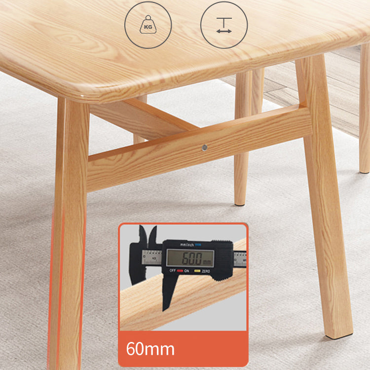 Contemporary Fixed Solid Wood Dining Room Table with 4 Solid Wood Legs Kitchen Dining Set