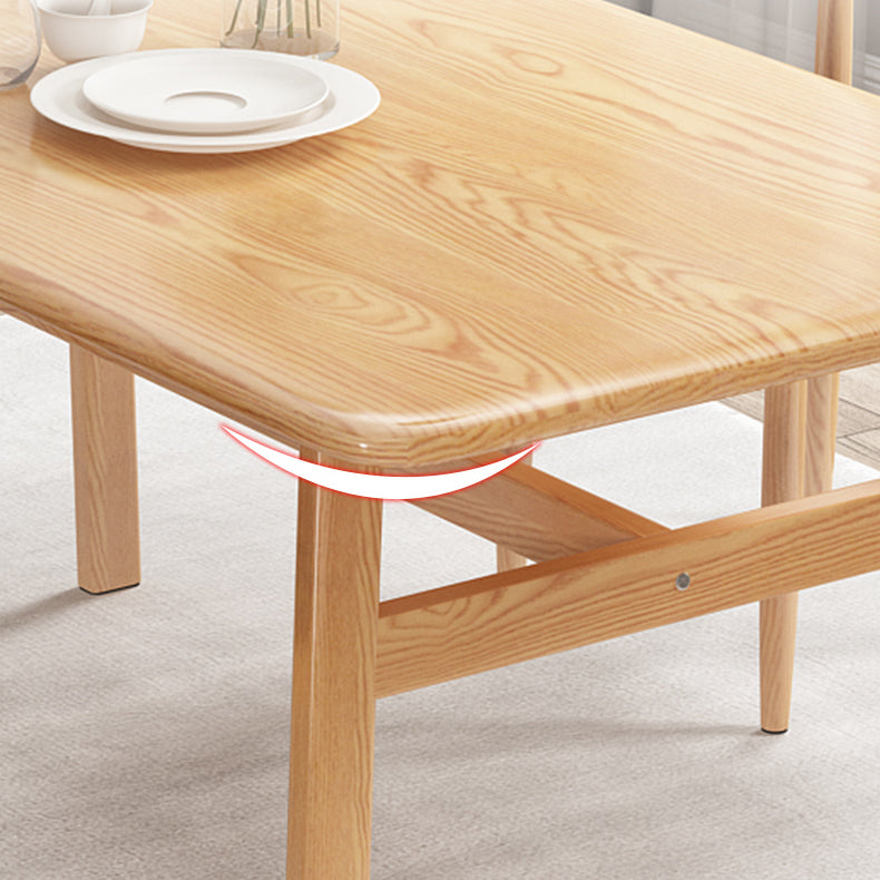 Contemporary Fixed Solid Wood Dining Room Table with 4 Solid Wood Legs Kitchen Dining Set