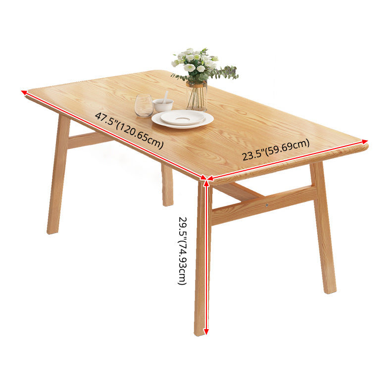 Contemporary Fixed Solid Wood Dining Room Table with 4 Solid Wood Legs Kitchen Dining Set