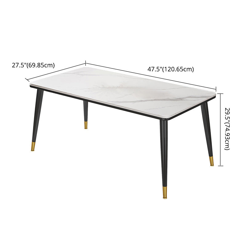 Modern Fixed Sintered Stone Dining Room Table with 4 Metallic Legs Kitchen Dining Set