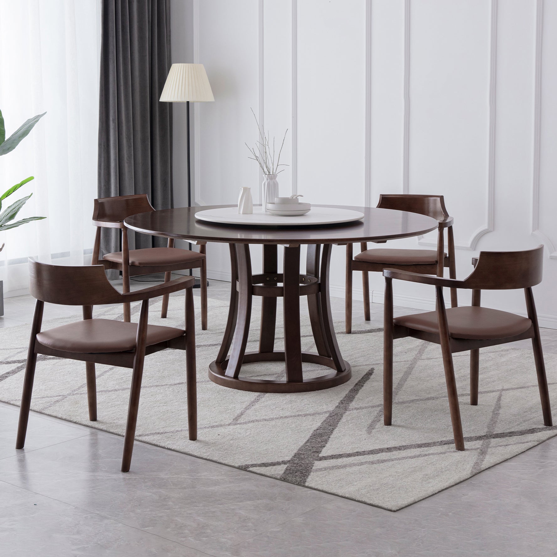 Traditional Standard Sintered Stone Top Dining Room Set of Round Shape for Kitchen Table Set