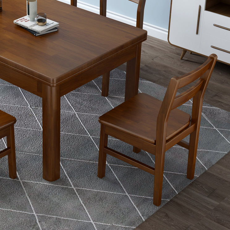 Fixed Traditional Solid Wood Top Kitchen Table Set of Brown Legs Base for Dining Room