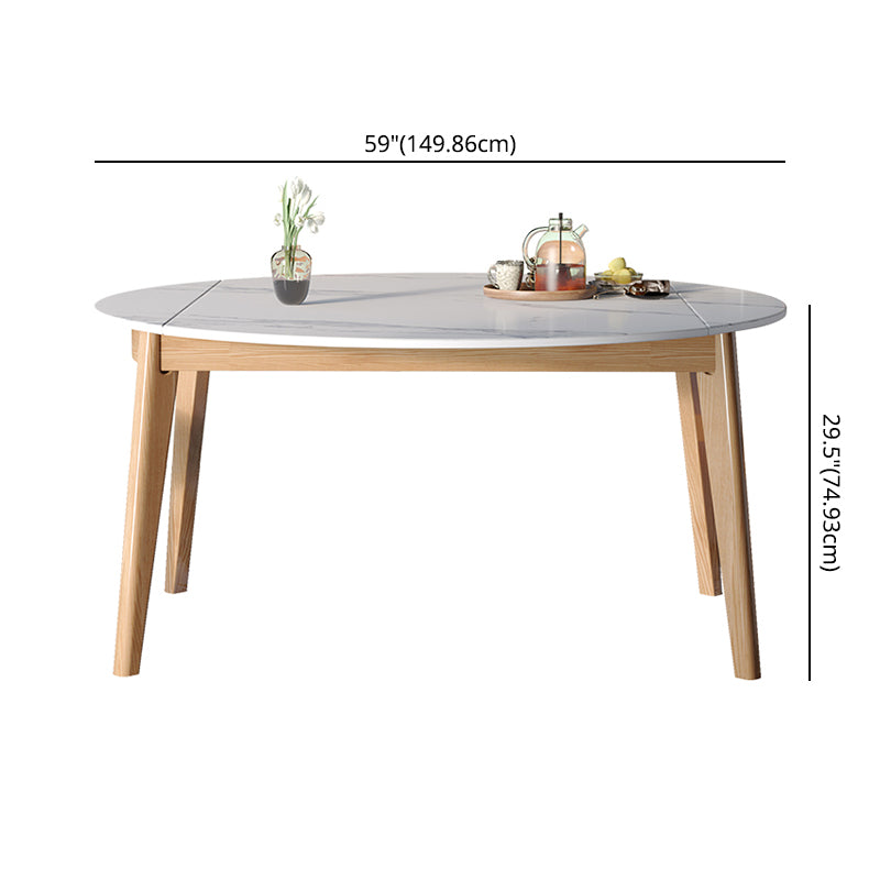Modern Sintered Stone Dining Room Set with Round Table and Wooden Base Dining Table Furniture