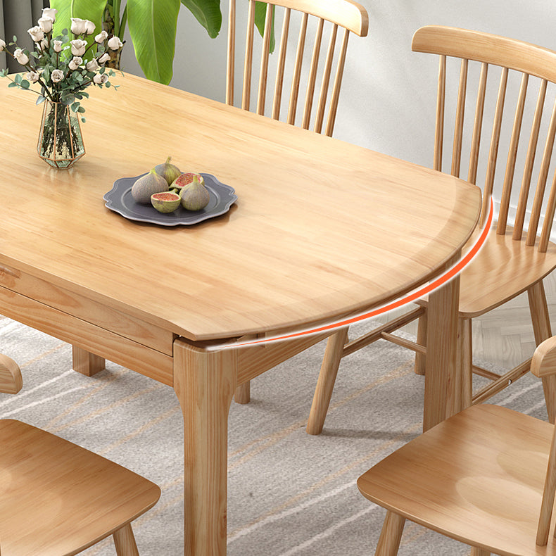 Modern Solid Wood Round Dining Room Set Space-Saving Design Dining Table Furniture