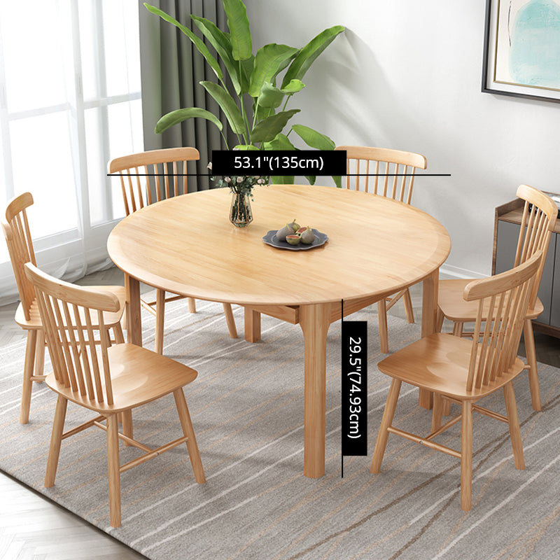 Modern Solid Wood Round Dining Room Set Space-Saving Design Dining Table Furniture