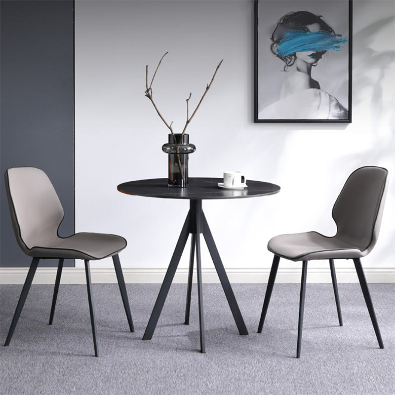 Modern Style Sintered Stone Black Dining Room Set with Round Table Formal Dining Table Furniture