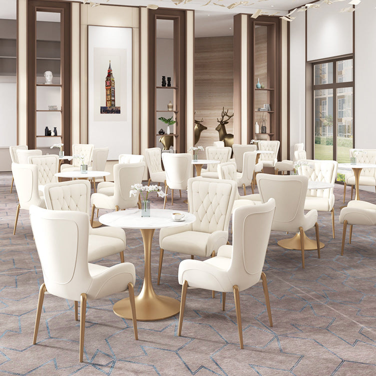 Glam Style Sintered Stone Dining Room Set Standard Height with Gold Base Dining Set