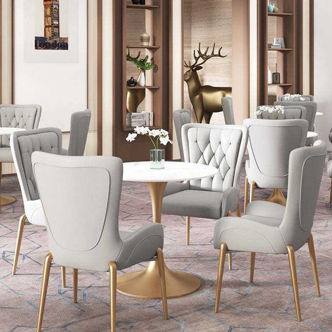 Glam Style Sintered Stone Dining Room Set Standard Height with Gold Base Dining Set