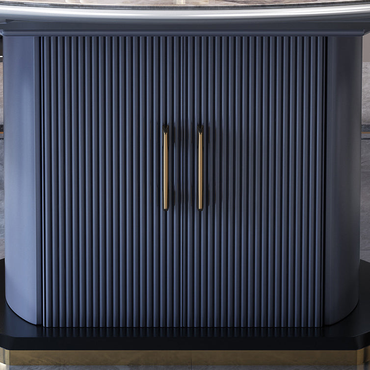 Foldable Modern Sintered Stone Dining Room Set with Round Top and Pedestal Base Furniture