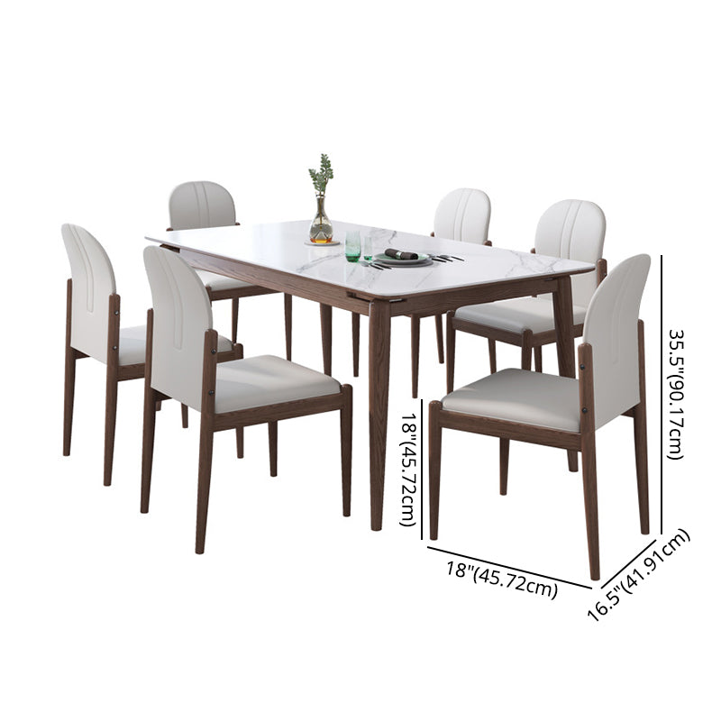 Moderno comedor de cocina con top de piedra sinterizado y muebles de comedor de base de madera maciza