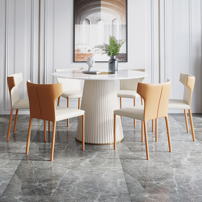 Modern Dining Room Set Standard Height with Sintered Stone Top and Pedestal Base Table Set
