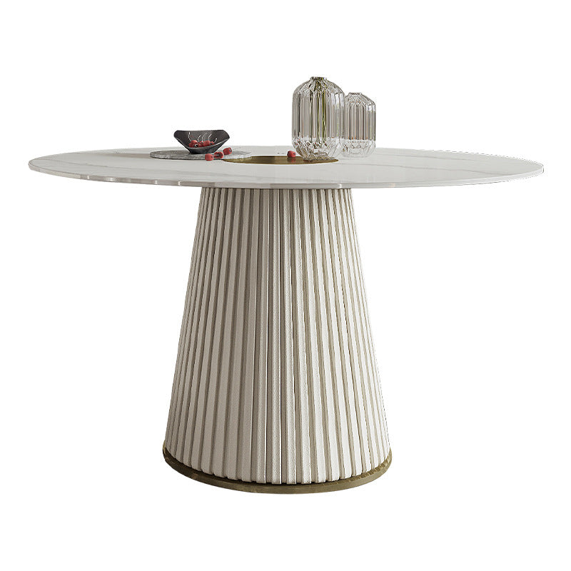 Modern Dining Room Set Standard Height with Sintered Stone Top and Pedestal Base Table Set