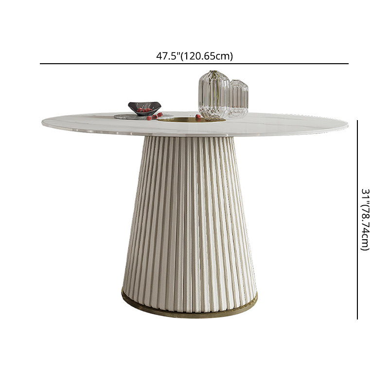 Modern Dining Room Set Standard Height with Sintered Stone Top and Pedestal Base Table Set