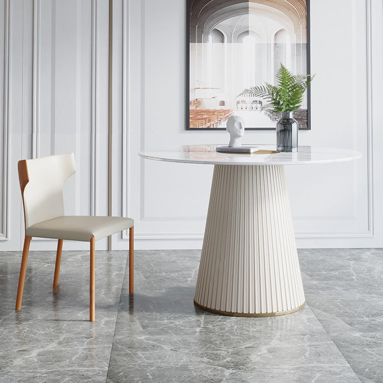 Modern Dining Room Set Standard Height with Sintered Stone Top and Pedestal Base Table Set