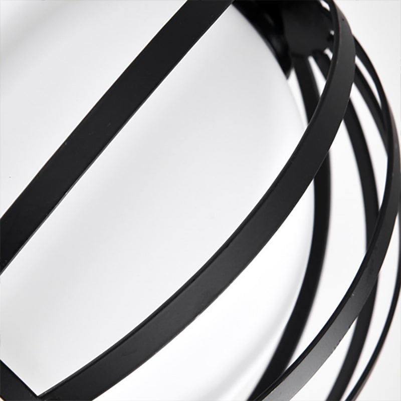 Metal Dome Cage Ceiling Pendant with Milk Glass Shade Retro Style 3 Bulb Indoor Hanging Light in Black/White