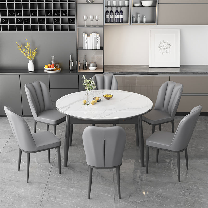 Cocina Mesa de comedor de piedra sinterizada moderna de altura tradicional con juegos de comedor que ahorra espacio