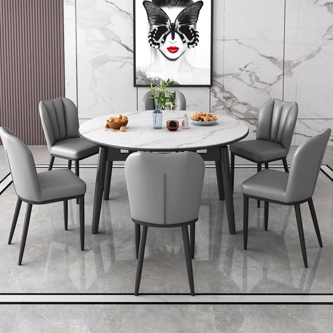 Cocina Mesa de comedor de piedra sinterizada moderna de altura tradicional con juegos de comedor que ahorra espacio