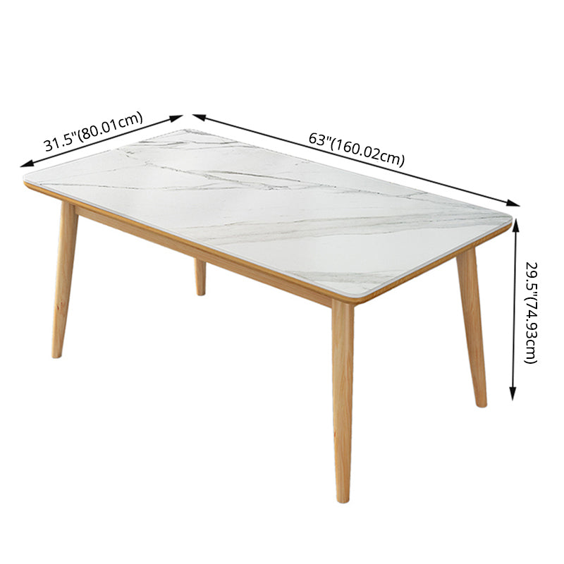 Moderno comedor de piedra sinterizada con mesa rectangular y muebles de mesa de comedor de base de madera