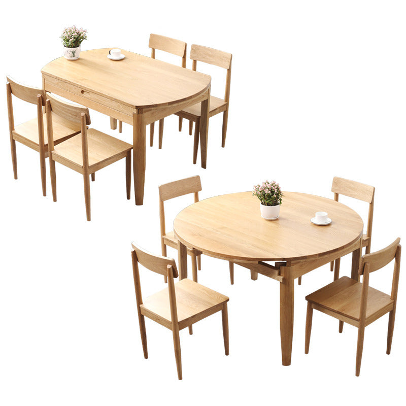 Minimalist Wooden Dining Set Standard Height with 4 Legs Base Dining Room Set for Home Use