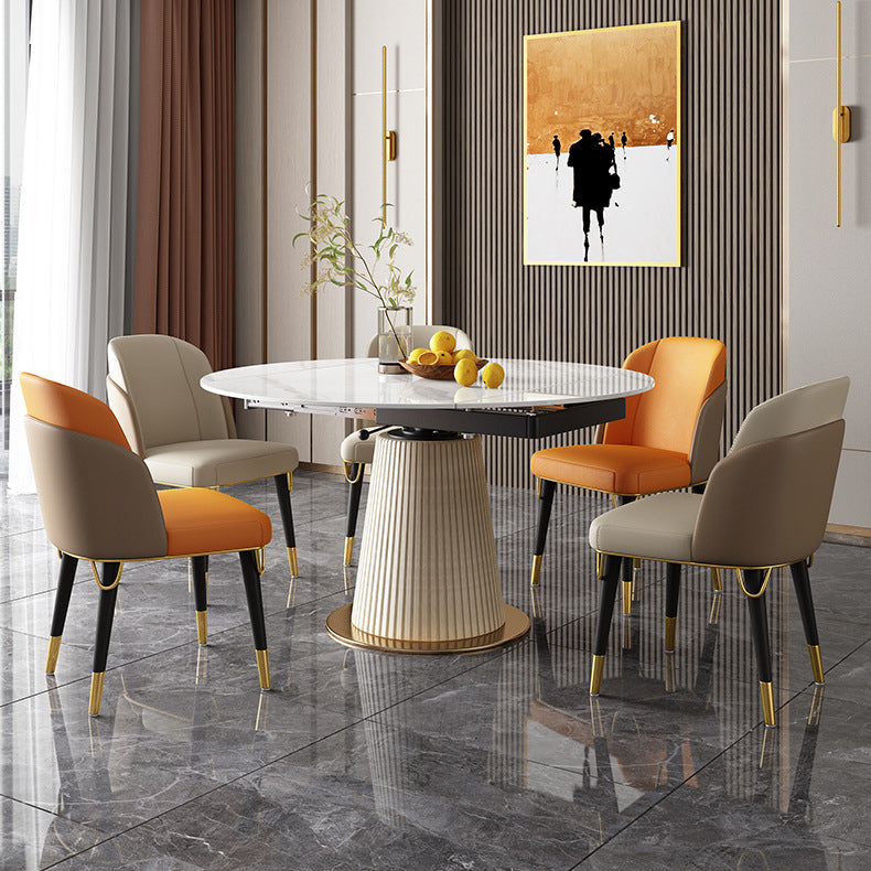 Modern Dining Room Set Standard Height with Sintered Stone Top and White Leg Formal Table Set