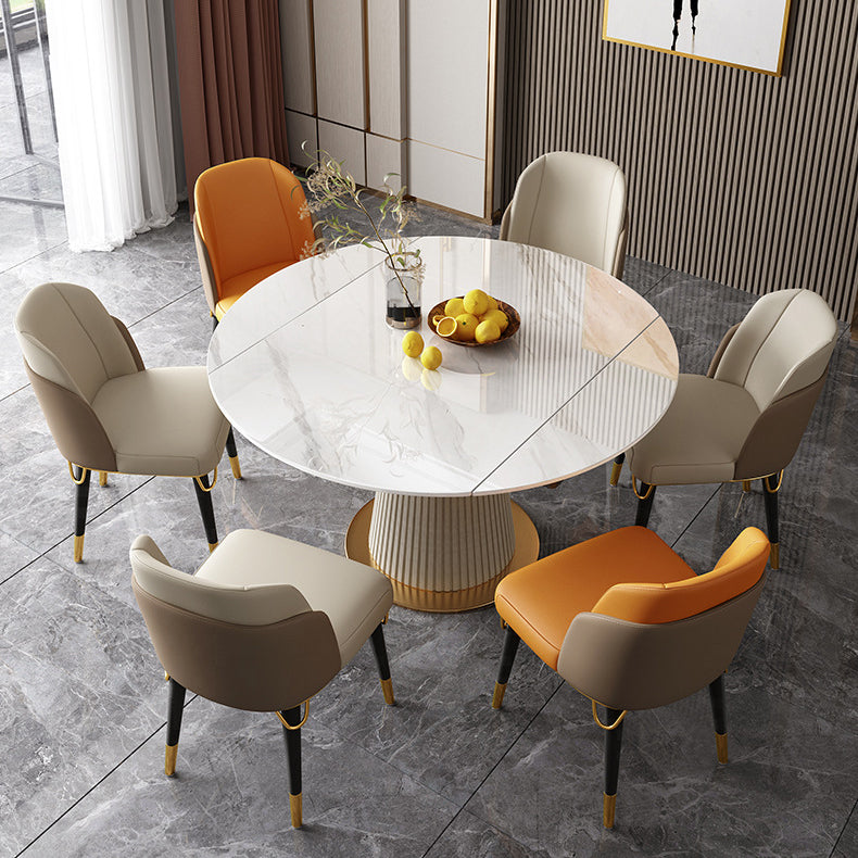 Modern Dining Room Set Standard Height with Sintered Stone Top and White Leg Formal Table Set