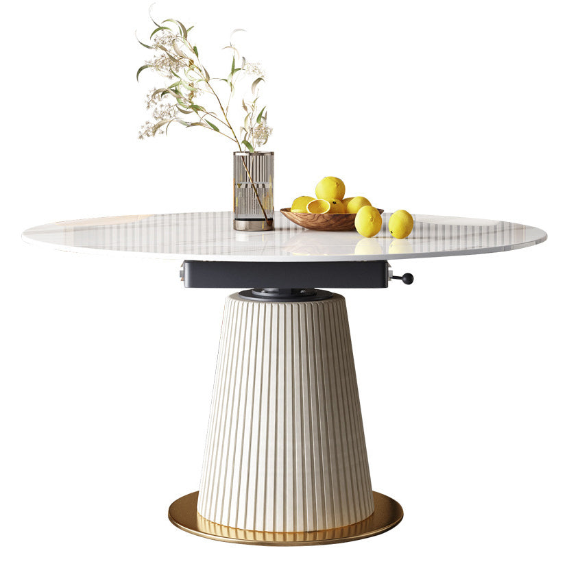 Modern Dining Room Set Standard Height with Sintered Stone Top and White Leg Formal Table Set