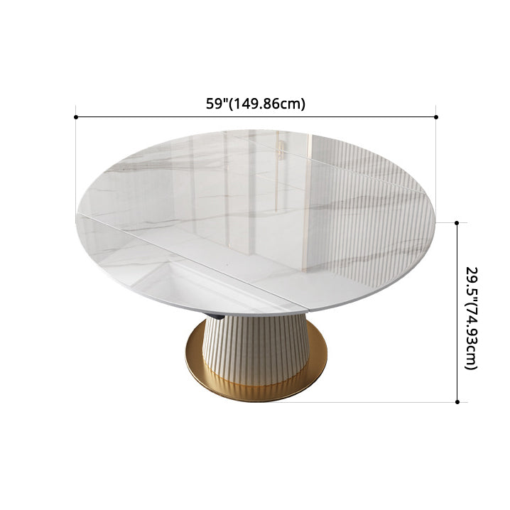 Modern Dining Room Set Standard Height with Sintered Stone Top and White Leg Formal Table Set