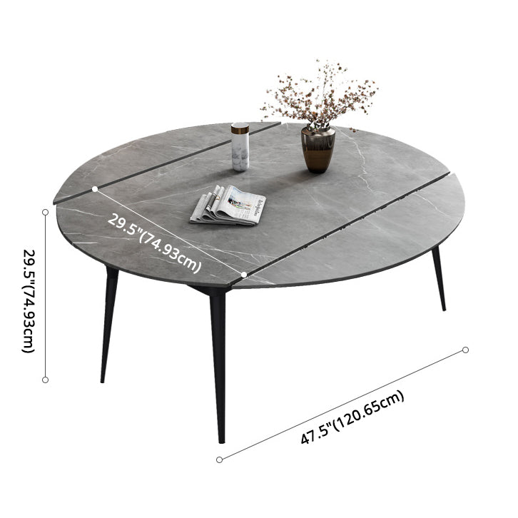 Juego de comedor moderno extensible con tapa de piedra sinterizada y juego de mesa formal de pierna negra