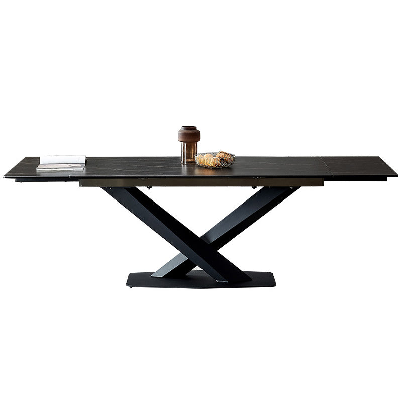 Minimalist Foldable Dining Set Standard Height with Black Base Dining Room Set for Home Use