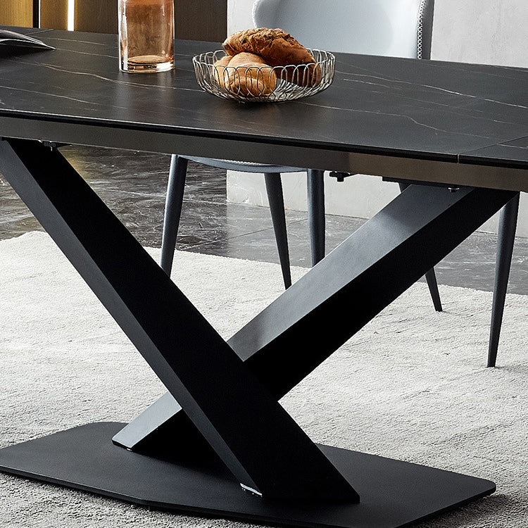 Minimalist Foldable Dining Set Standard Height with Black Base Dining Room Set for Home Use