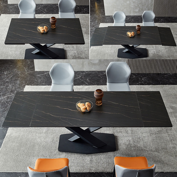 Minimalist Foldable Dining Set Standard Height with Black Base Dining Room Set for Home Use