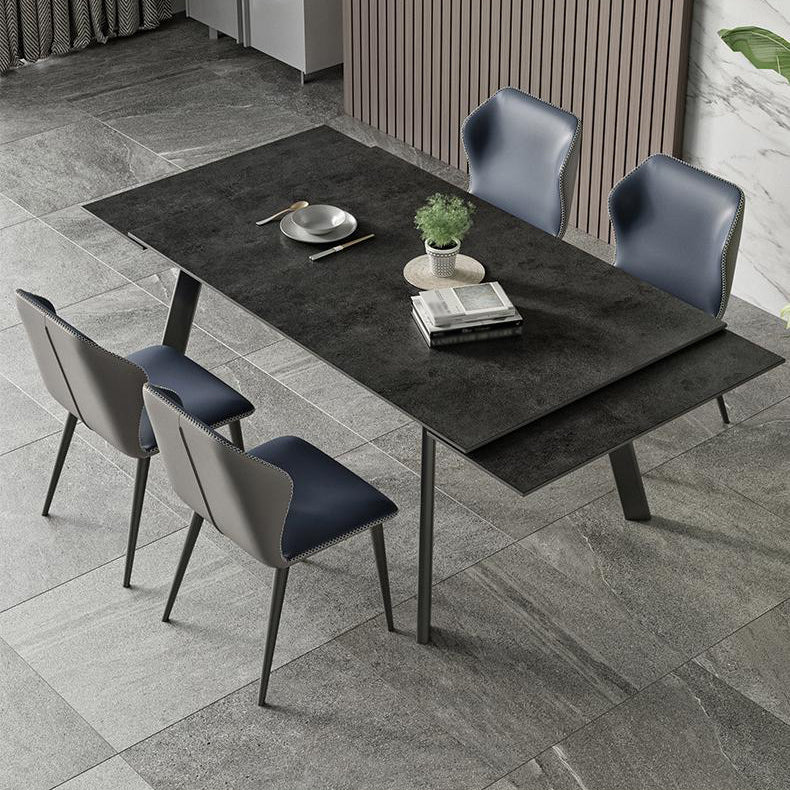 Modern de comedor plegable Juego de piedra sinterizada rectángica con 4 patas base de mesa de cocina formal