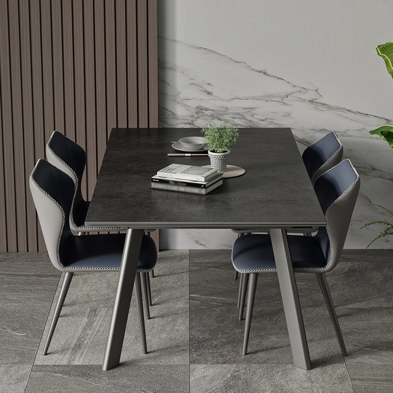 Modern de comedor plegable Juego de piedra sinterizada rectángica con 4 patas base de mesa de cocina formal