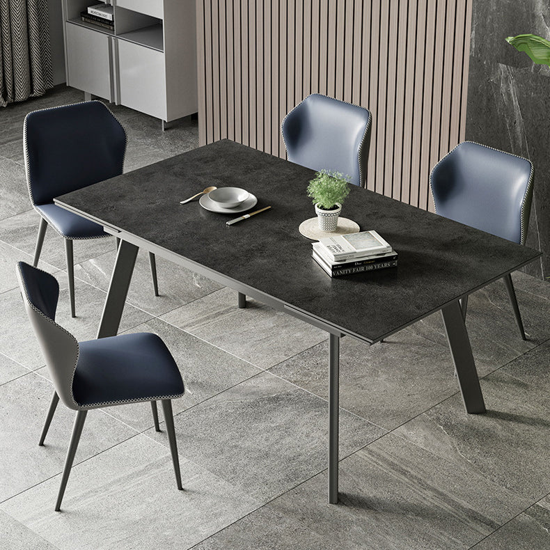 Modern de comedor plegable Juego de piedra sinterizada rectángica con 4 patas base de mesa de cocina formal