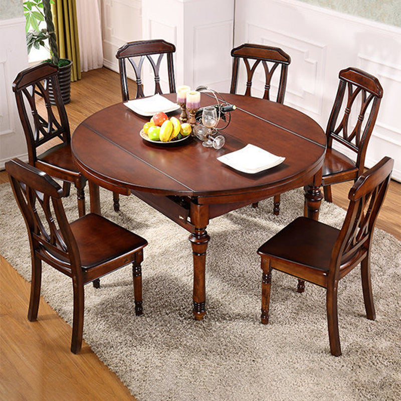 Traditional Solid Wood Dining Set Standard Height with Folding Top Dining Room Set
