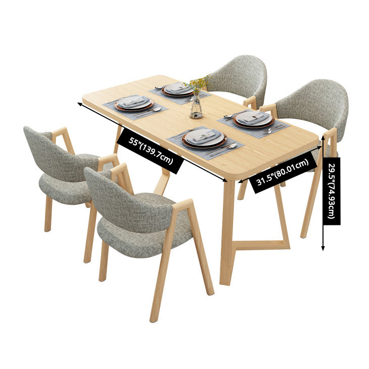 Feste zeitgenössische Massivholz -Esszimmerset mit Rechteck -Form -Ess -Ess -Set für das Restaurant