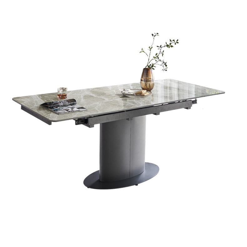 Contemporary Sintered Stone Dining Room Set Rectangle Dining Set with Built-in Storage Layer