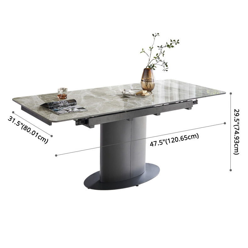 Contemporary Sintered Stone Dining Room Set Rectangle Dining Set with Built-in Storage Layer