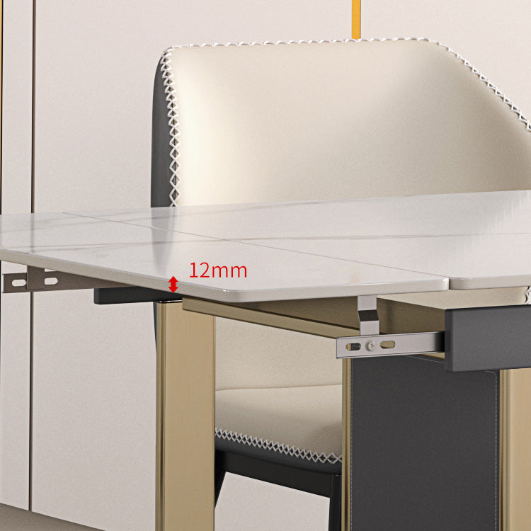 Juego de comedor de piedra sinterizada escandinava con mesa rectangular y juego de comedor de hojas