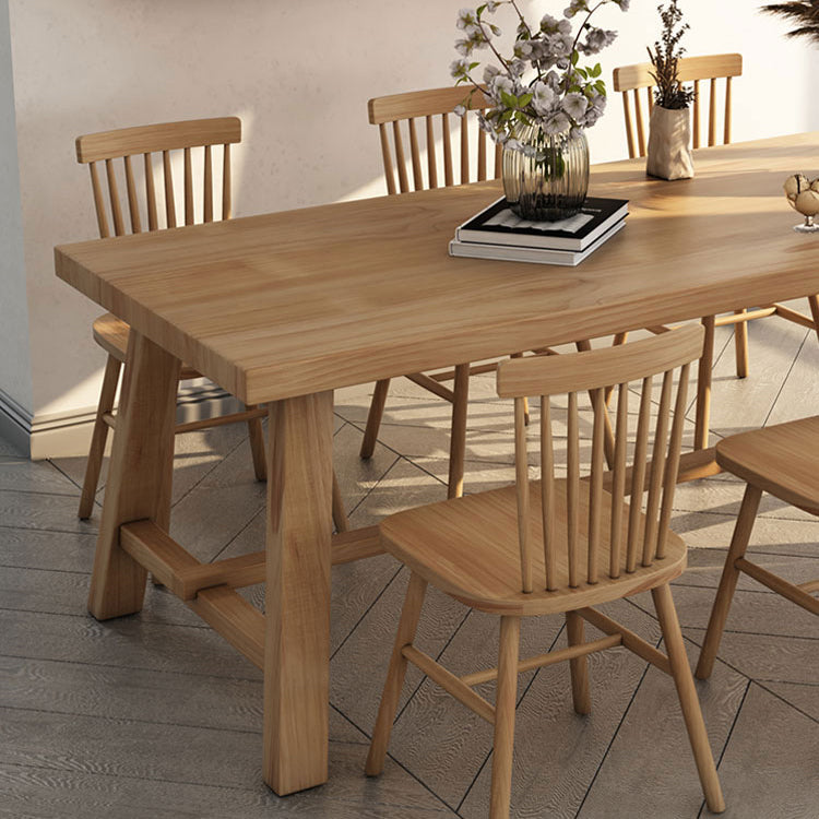 Square Modern Style Dining Room Set Solid Wood Dining Furniture Set with Trestle Table