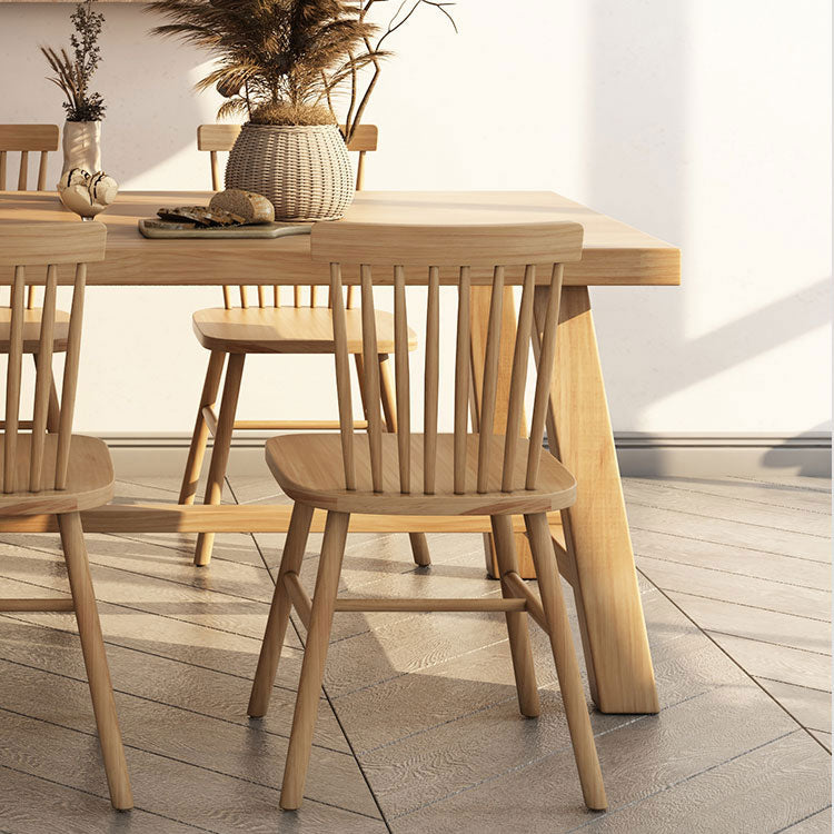 Square Modern Style Dining Room Set Solid Wood Dining Furniture Set with Trestle Table