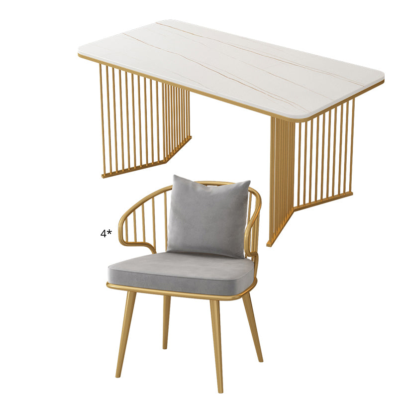 Scandinavian Sintered Stone Dining Room Furniture with Double Pedestal Table Dining Table Sets